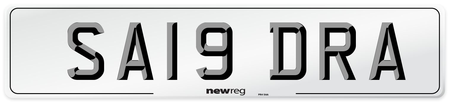 SA19 DRA Number Plate from New Reg